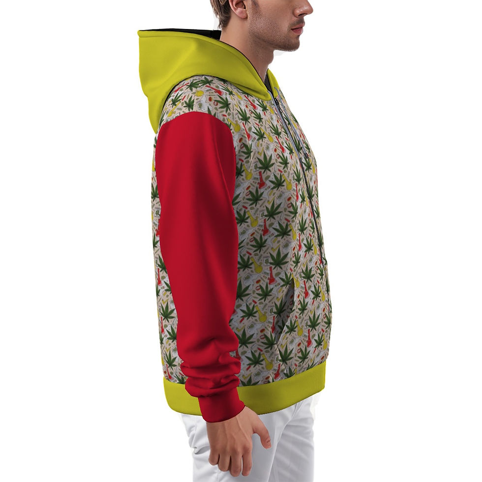 Thumbnail: 420 red yellow  Zip Up Hoodie With Pocket