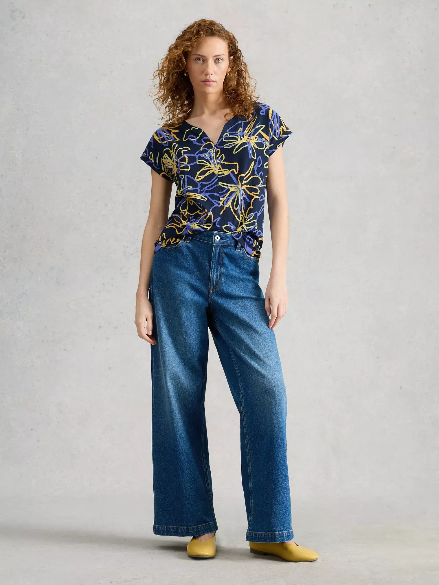 White Stuff Nelly Notch Neck Short Sleeve T-shirt