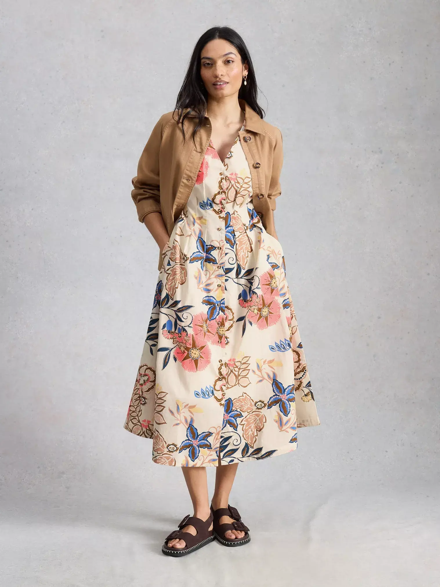 White Stuff Kate Button Through Midi Dress