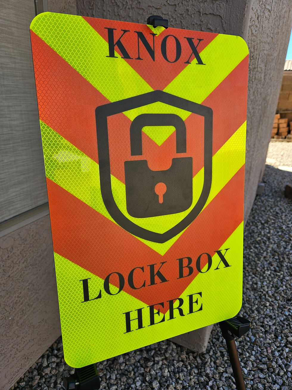 Thumbnail: Fire department lock box sign angled view reflective safety signage