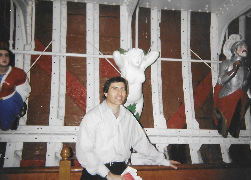 Mike of Ventriloquism at the National Maritime Museum in Greenwich, England — blending the band’s retro sci-fi rock persona w