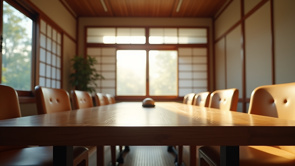 Eye-level view of a traditional Japanese meeting room