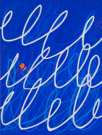 La boucle de l’écriture enfantine est le geste d’énergie qui me vient naturellement comme expression primitive. Si chaque trait sur la toile est investi d’un pouvoir intrinsèque de représentation majeur, la boucle peu. Picasso ou Cy Twombly procèdent de cette forme de régression poétique. La tache c'est « l’accidentel » qui révèle l’humain.