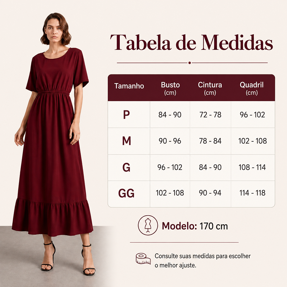 Miniatura: Vestido Midi Feminino de Algodão, Manga Curta, Decote Redondo, Cintura Elástica
