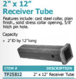 2" x 12" receiver tube
