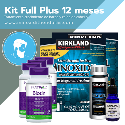 Kit Full Plus 12 meses [Barba] Minoxidil Honduras