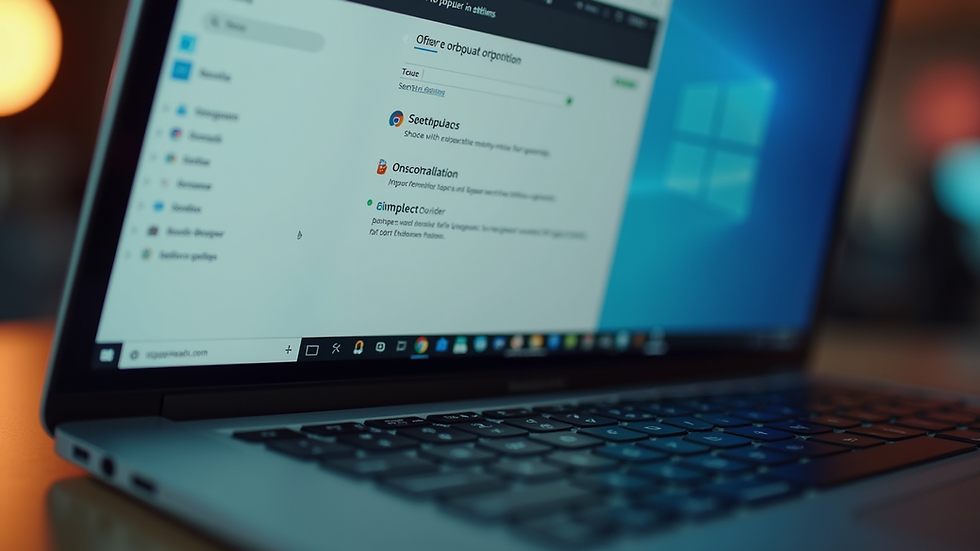 Close-up view of a laptop screen showing browser settings menu