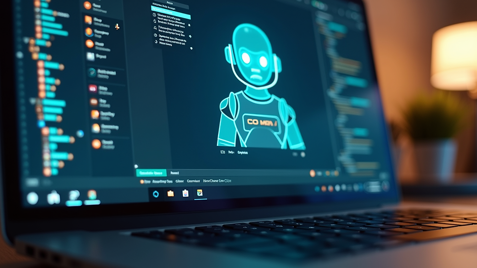 Eye-level view of a laptop screen displaying a chatbot interface