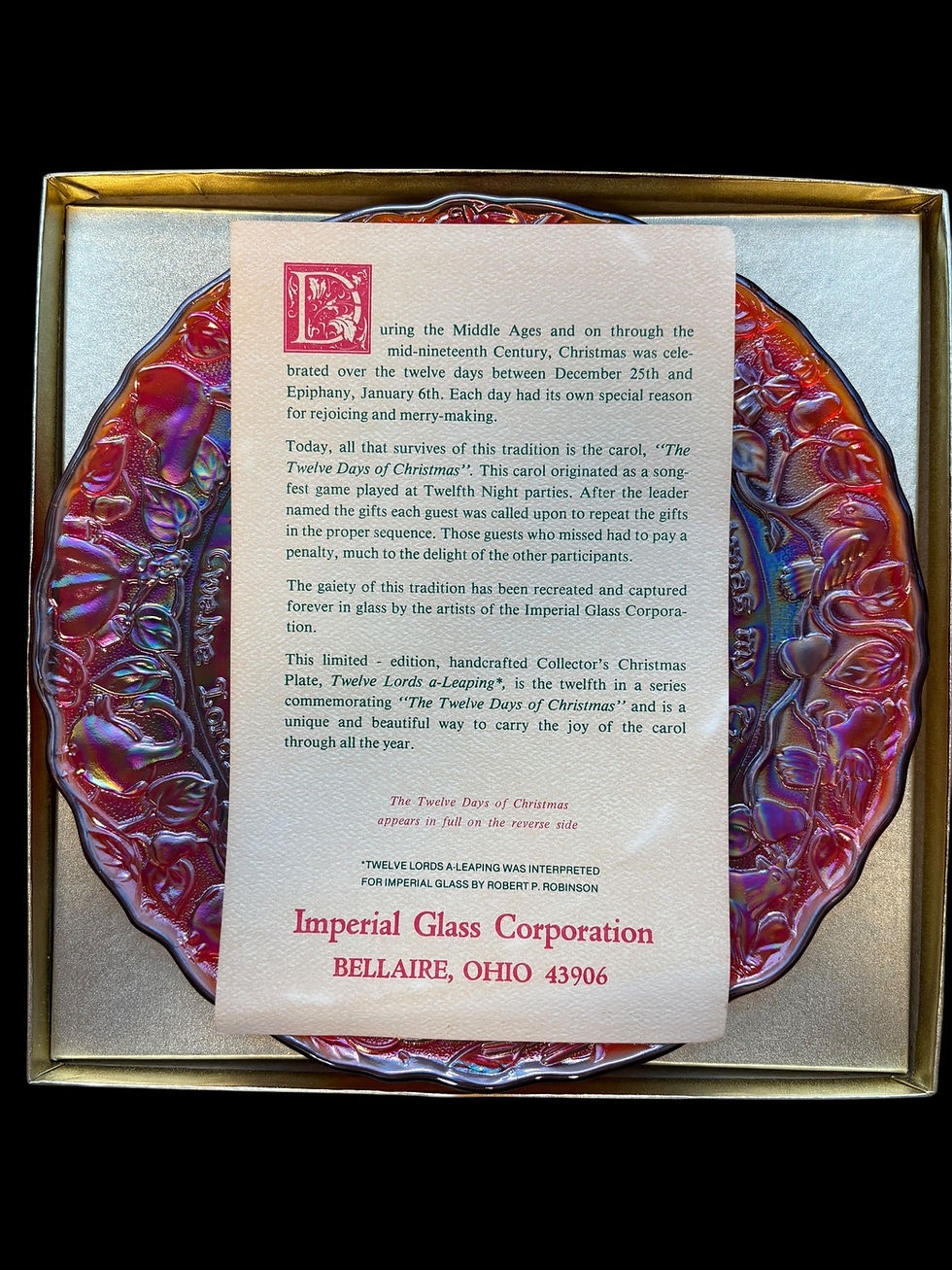 Thumbnail: Imperial Carnival Glass 12 Days of Christmas - Twelve Lords A Leaping Boxed