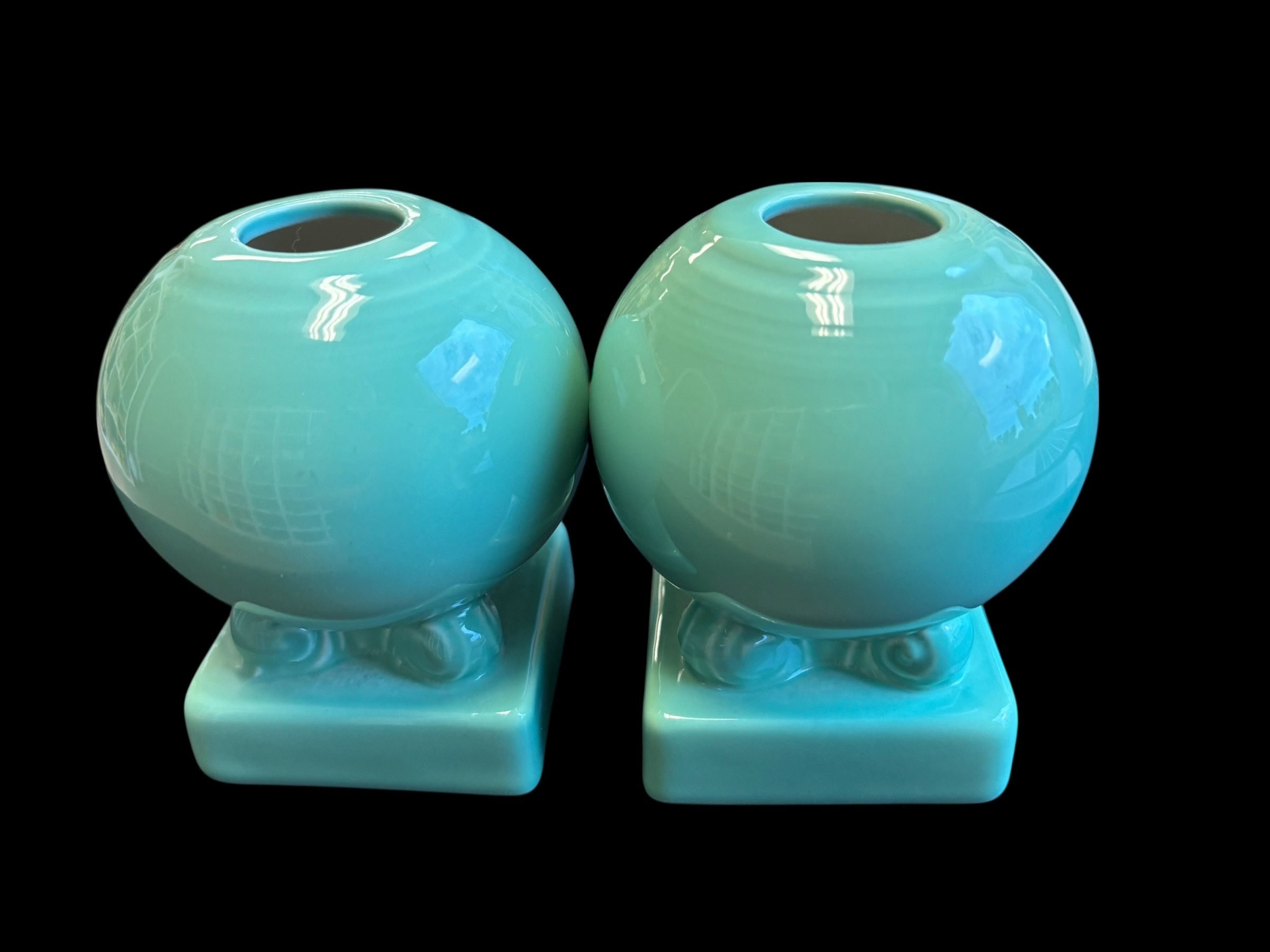 Fiesta Seamist Round Bulb Candle Holder Pair