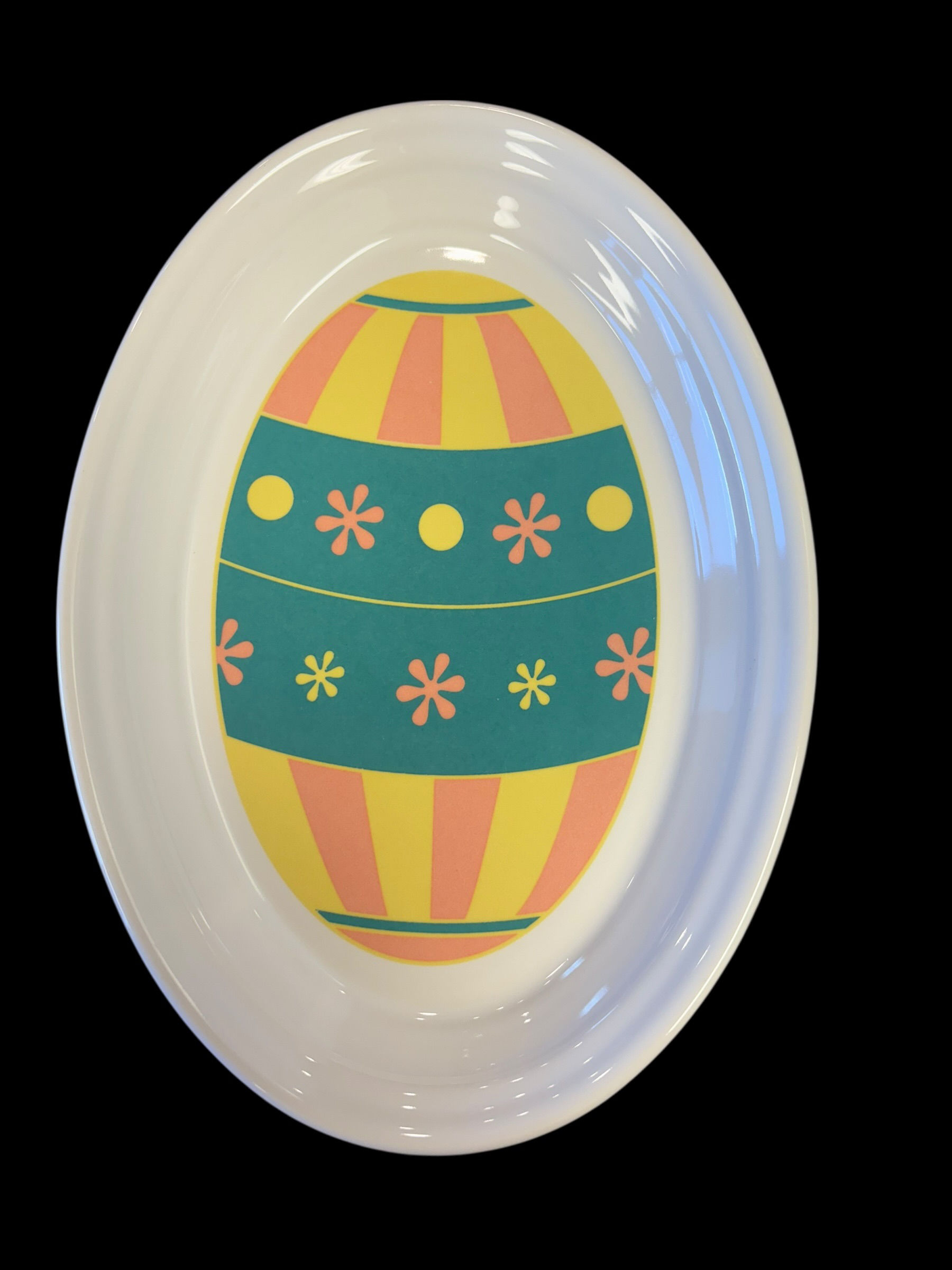Fiesta Turquoise Easter Egg on White Small Platter