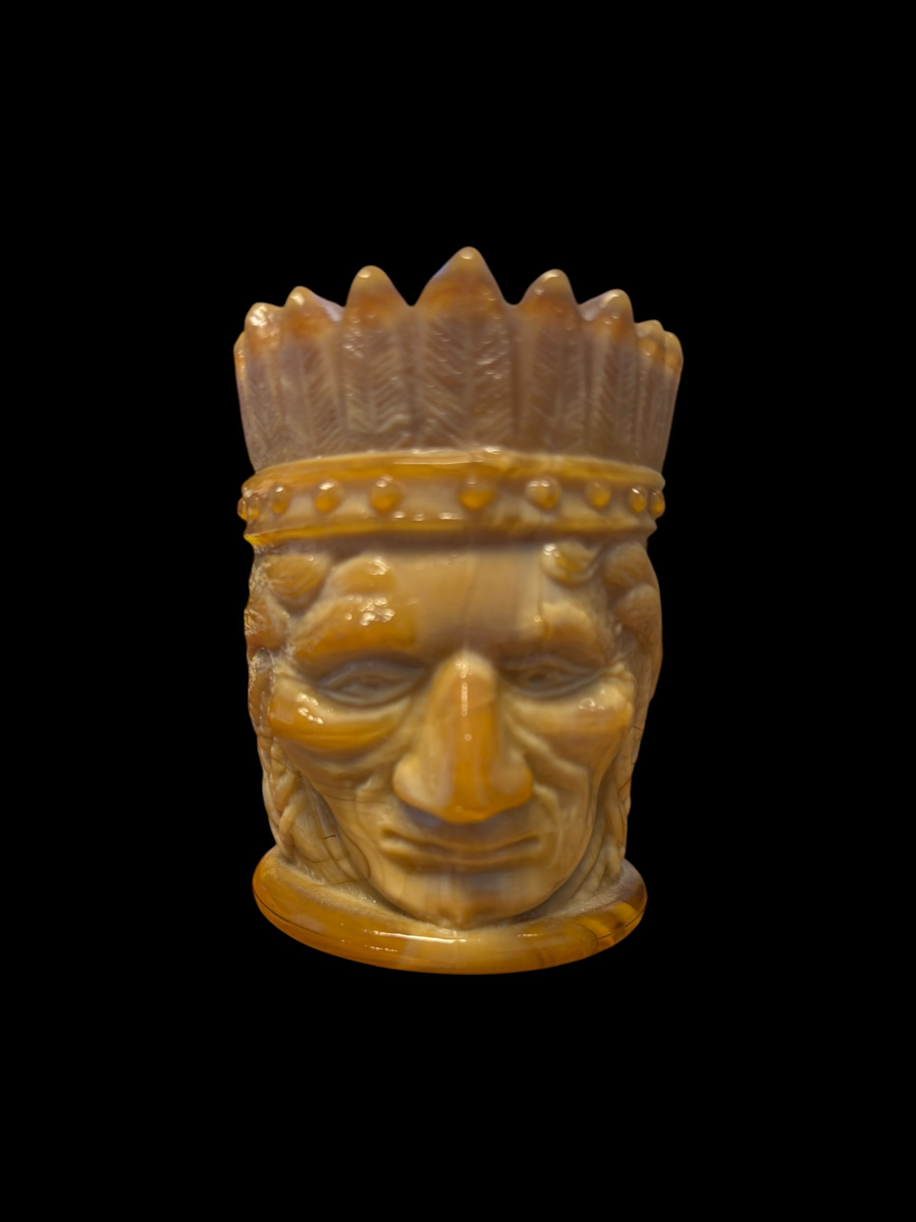 Joe St Clair Indian Toothpick Holder Caramel Slag