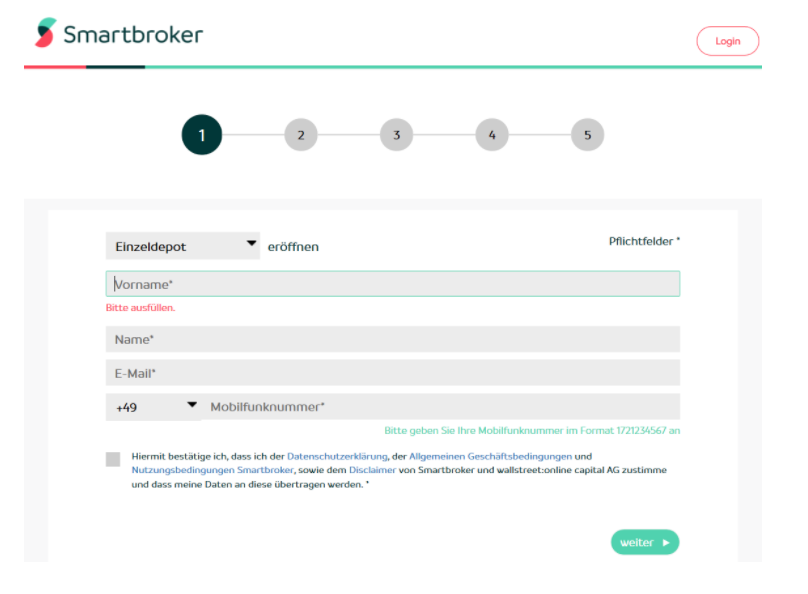 Smartbroker Depoteröffnung