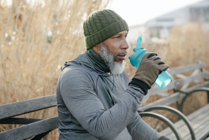 a senior staying hydrated to lose weight