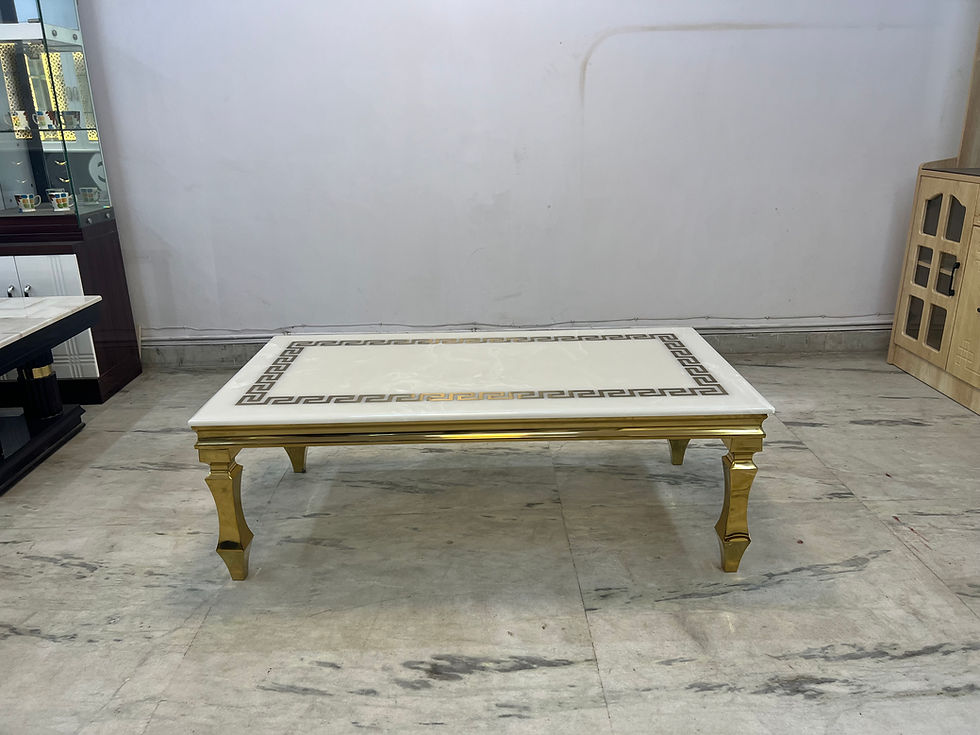 Thumbnail: Center table with marble top with a sleek polyester finish in 4.25 ft by 2.25 ft
