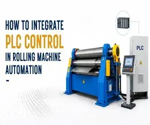 PLC control panel on a plate rolling machine