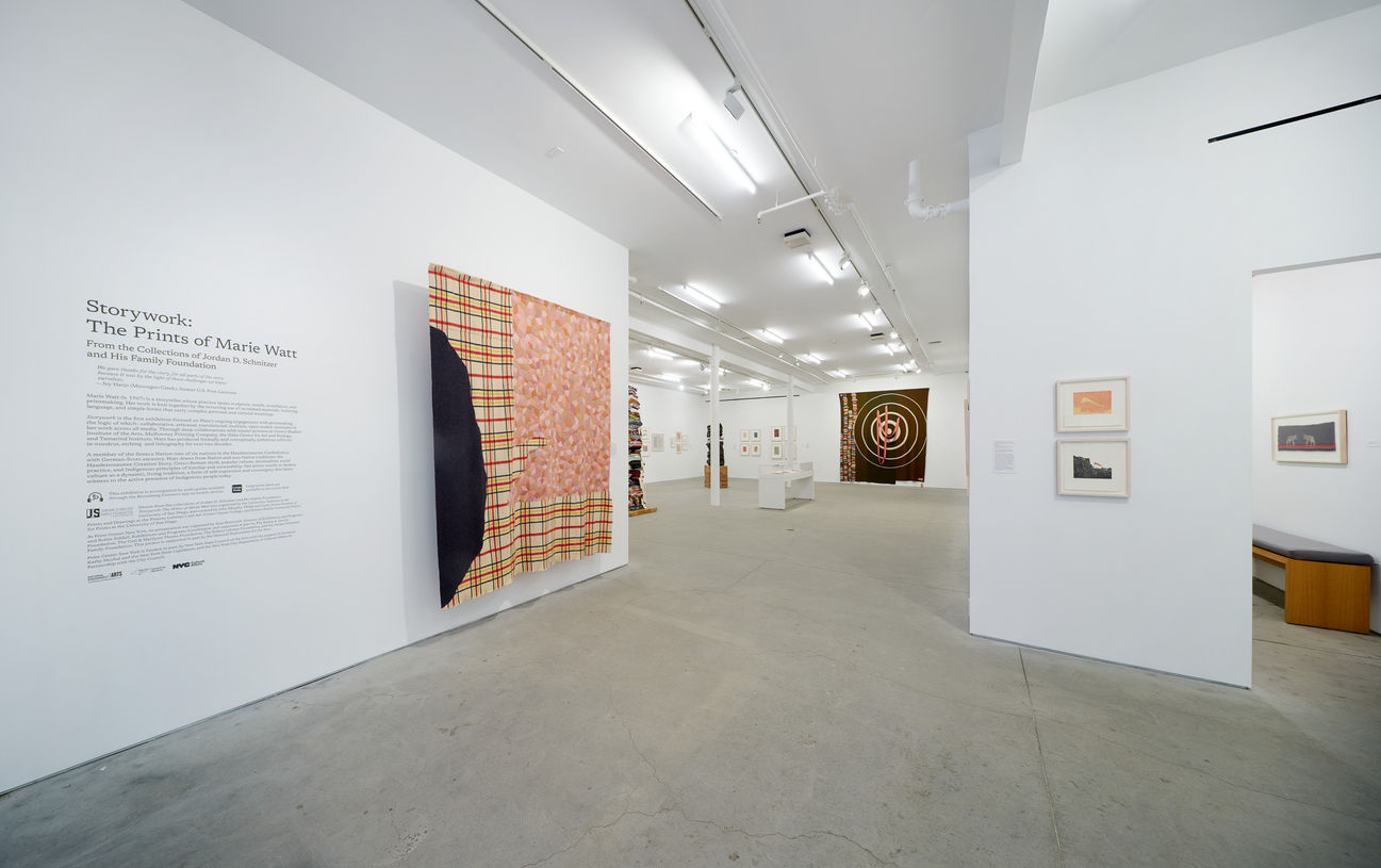 Perspective photo of the gallery and artwork on view