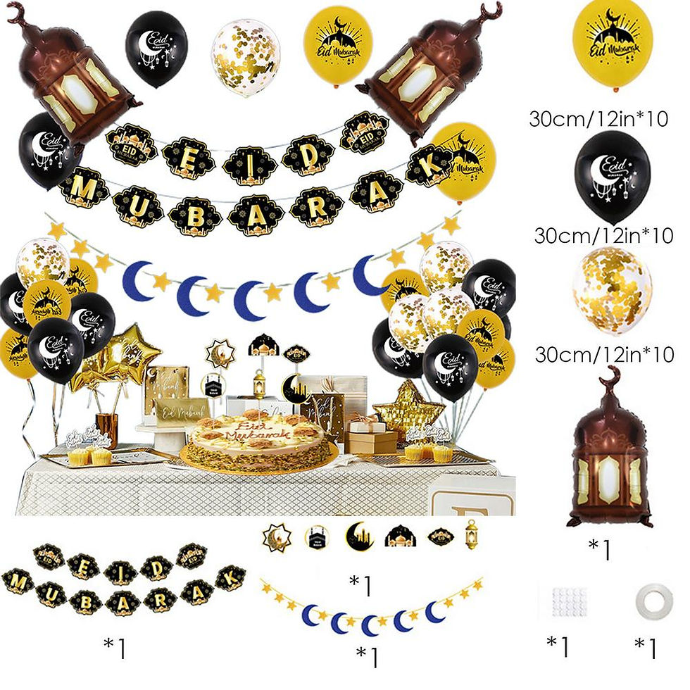 Miniatură: 1 set Eid Mubarak Backdrops Balloon Set Ramadan Kareem Background Decoration Ga