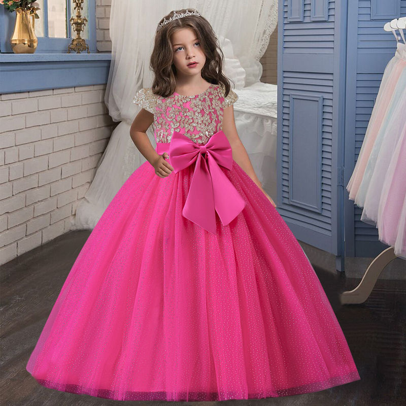 Miniatura: 4-12T Girls' Sleeveless Sequins Embroidery Wedding Dress Flower Girl Party Dres