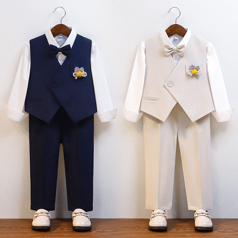 Thumbnail: 2024 Summer Flower Boys British Wedding Suits Kids Ceremony Tuxedo Birthday Dre