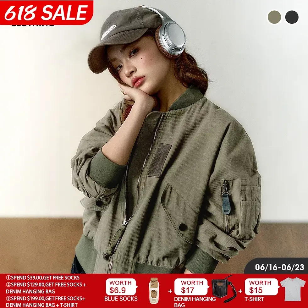 Thumbnail: Maden Women’s Bomber Jacket MA1 Winter Fashion Streetwear Retro Varsity Jacket