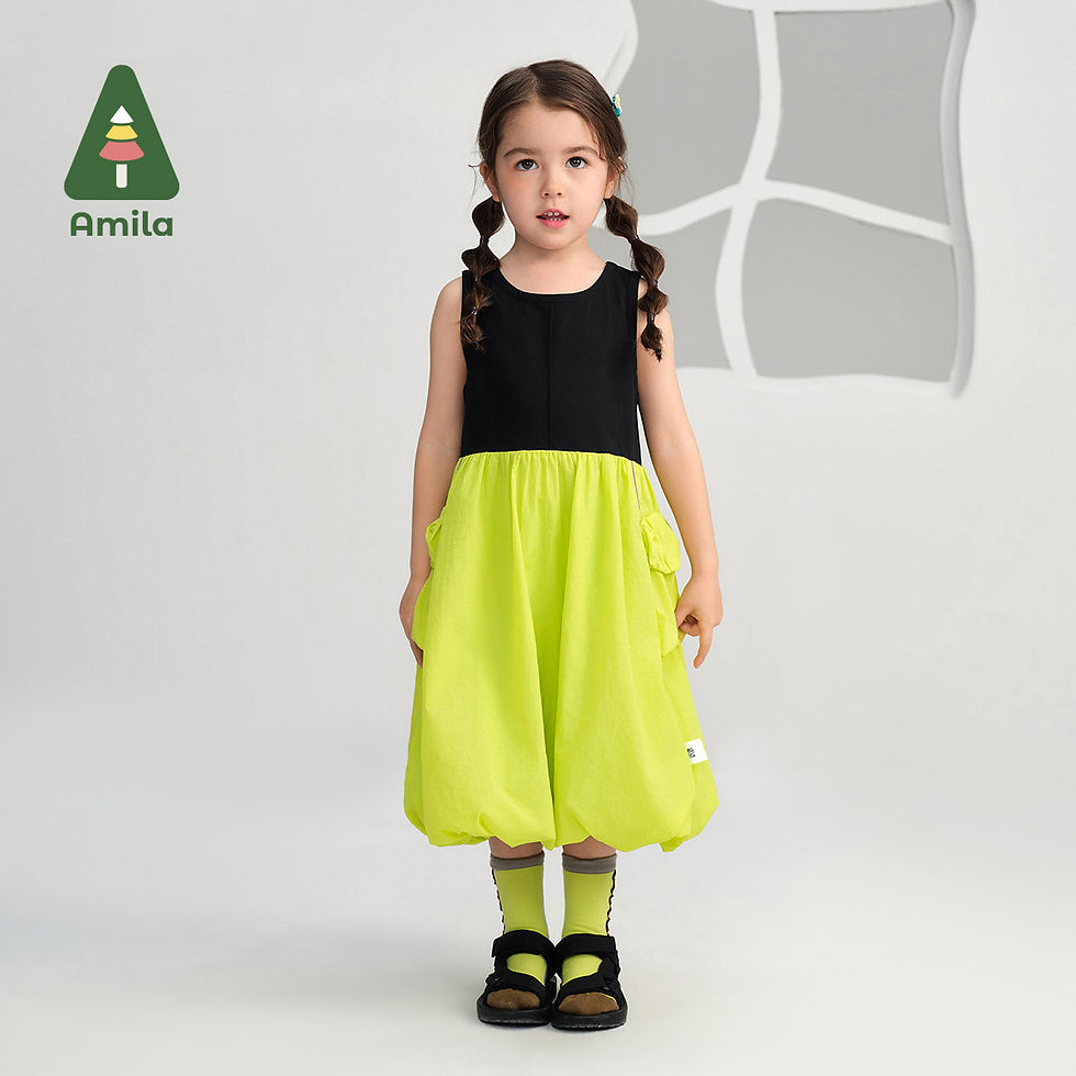 Thumbnail: Amila Children's 2024 Summer New Dress in Children Splicing Personality Flower