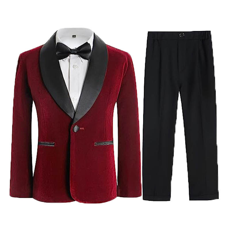Miniatura: Flower Boys Velvet Jacket Pants Bowtie 3PCS Photograph Suit Kids 1Year Birthday