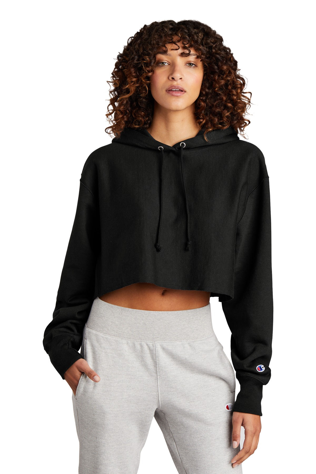 Champion ® Women's Reverse Weave ® Cropped Cut-Off Hooded Sweatshirt RW01W