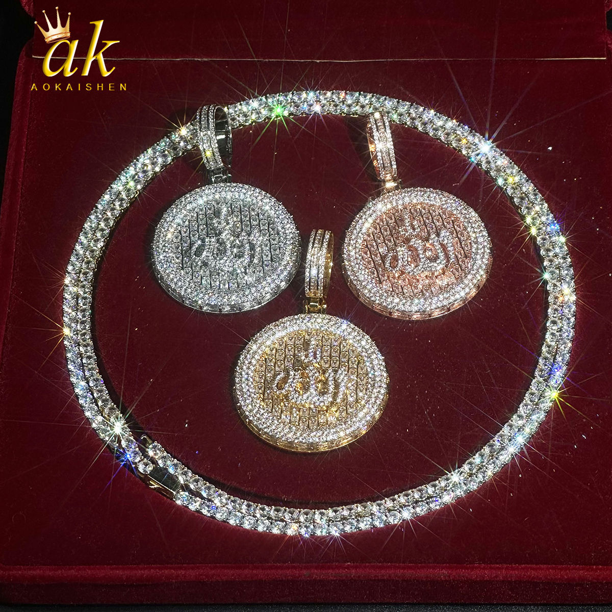 Aokaishen Muslim God Allah Pendant for Men Necklace Religious Iced Out Cubic Zi