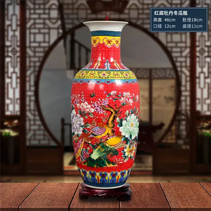 Thumbnail: Jingdezhen antique enamel big floor vase ceramics European style  Chinese livin