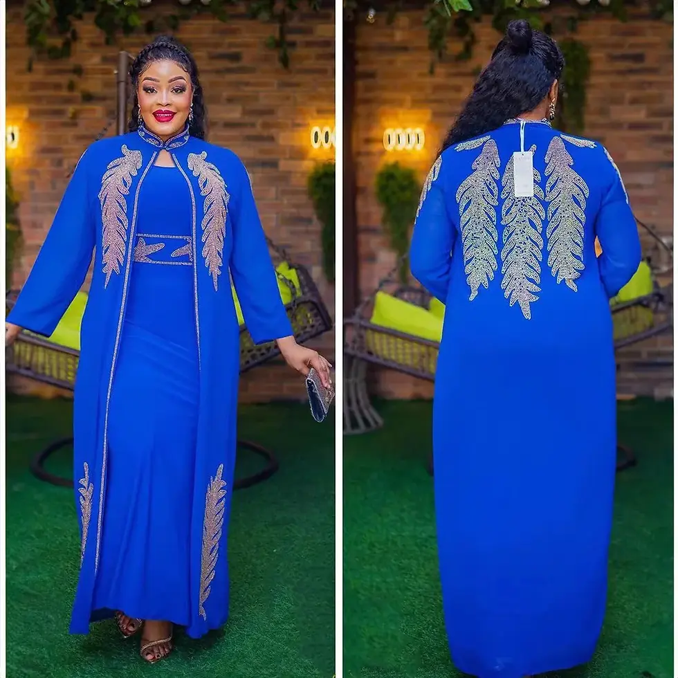 Thumbnail: African Wedding Party Dresses for Women Spring Autumn African Long Sleeve Red B