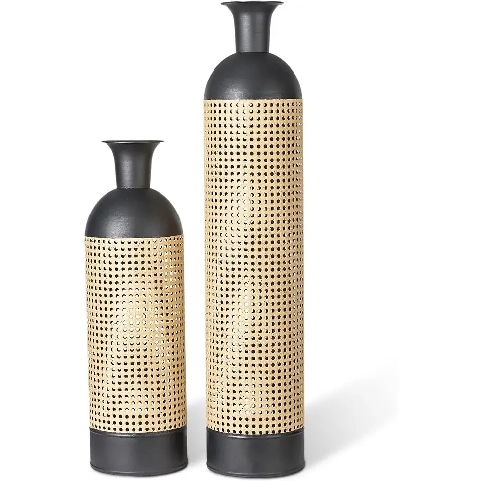 Thumbnail: Set of 2 Floor Metal Vase for Decor Hollow Out Tall Flower Vase for Faux Flower