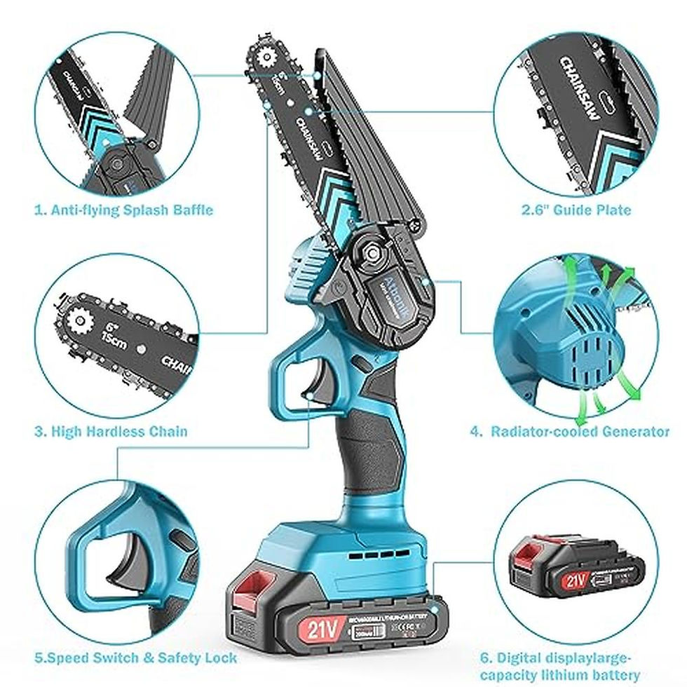 Thumbnail: Portable 6-Inch Cordless Electric Chainsaw Kit with 2 Batteries and Safety Lock