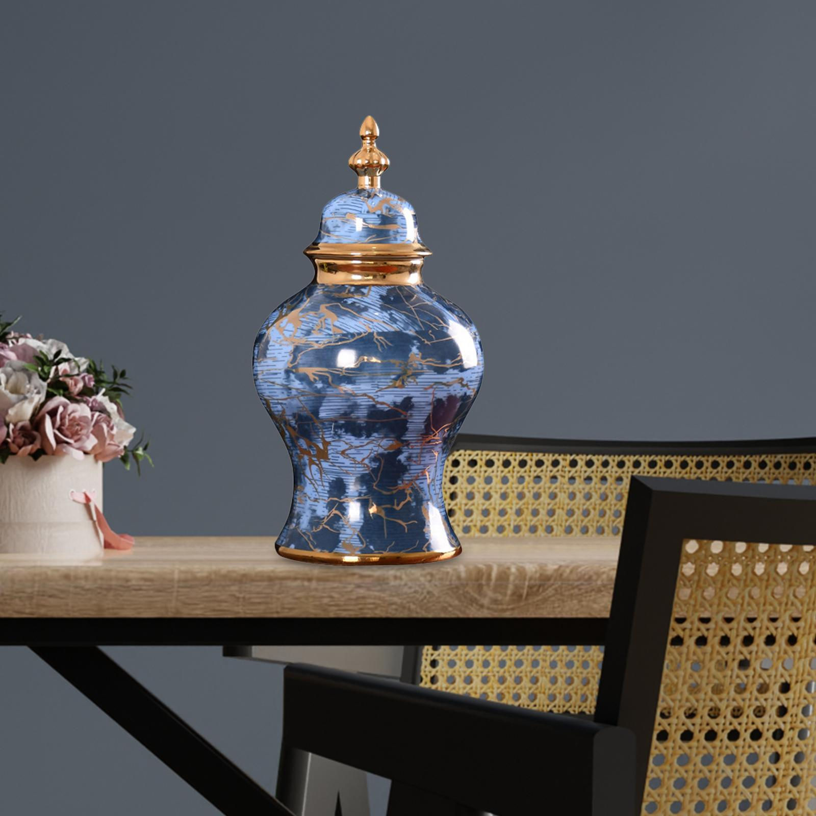 Ceramic Oriental Ginger Jar with Lid Decorative Ceramic Vase Accent Centerpiece