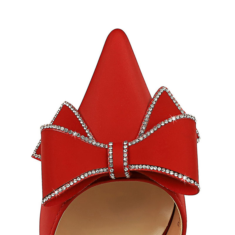 Thumbnail: Large Size 43 Women Pumps Bowknot Kitten Heels Silk Satin Ladies Shoes Stiletto