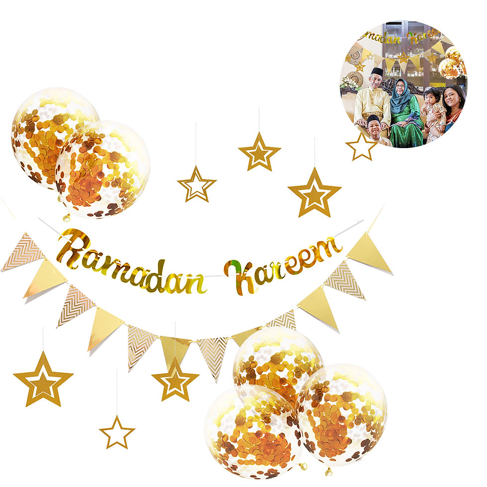 Miniatura: 1Set Eid Mubarak Letter Balloons Ramadan Kareem Decorations Banner Star Moon Gl