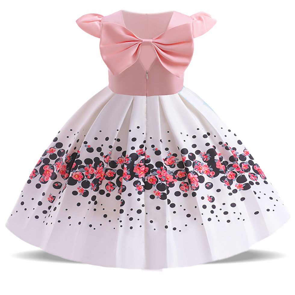 Thumbnail: Summer Flower Party Dresses for Girls Costumes Big Bow Casual Wedding Girl Prin