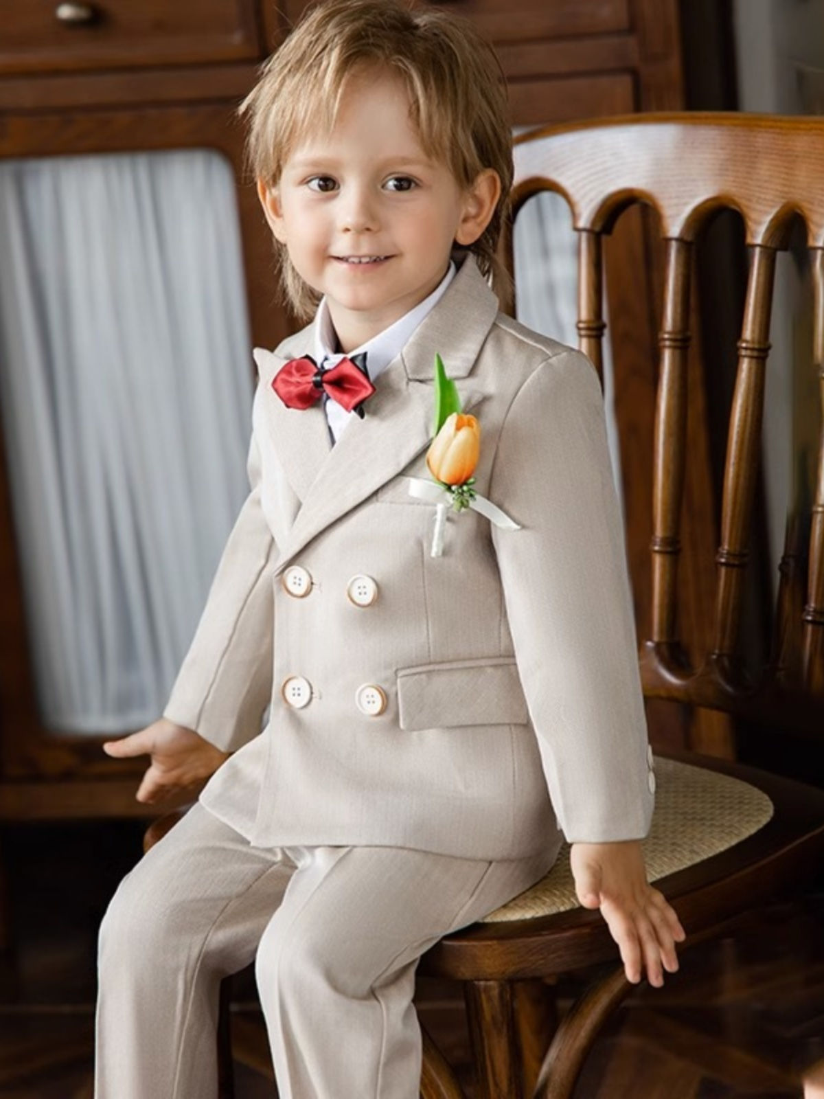 Children Birthday Wedding Piano Dress Performance Costume Flower Boys Party Pho
