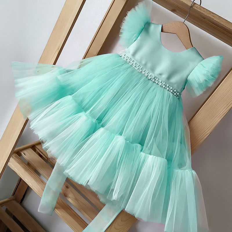 Thumbnail: Pink Kid Girl Wedding Dress Baby Pageant Girl Party Princess Birthday Dress Chi