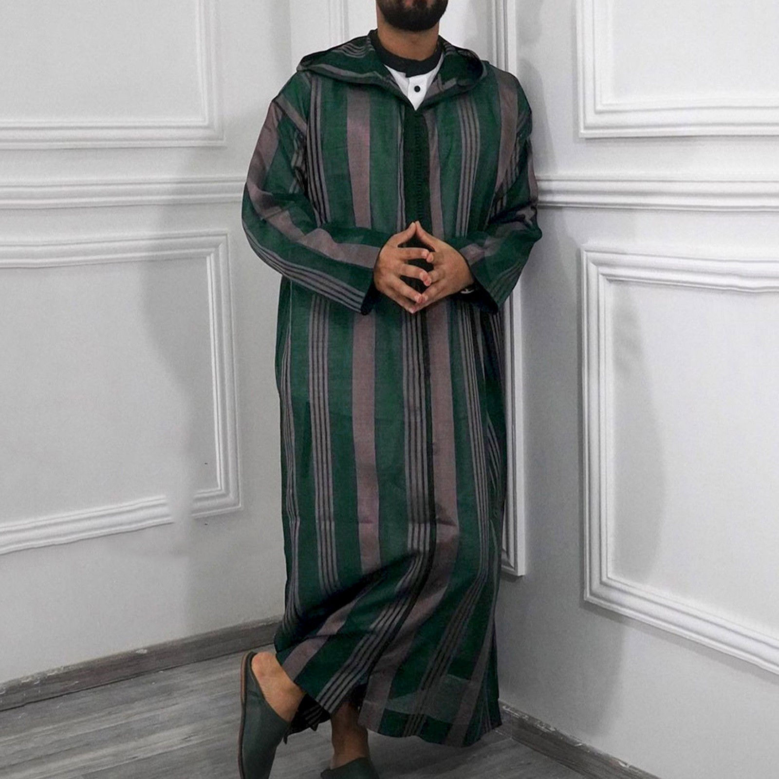 Muslim Men Clothing Kaftan Robes Looser Ramadan Fashion Leisure Traditional Eth