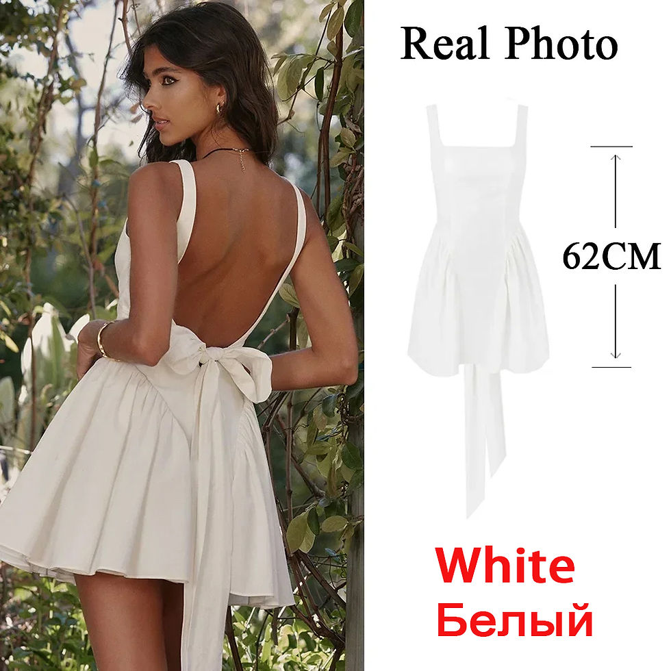 Miniatura: Mingmingxi Summer Mini Backless A Line Dress Sexy White Big Bow Dress Casual Wo