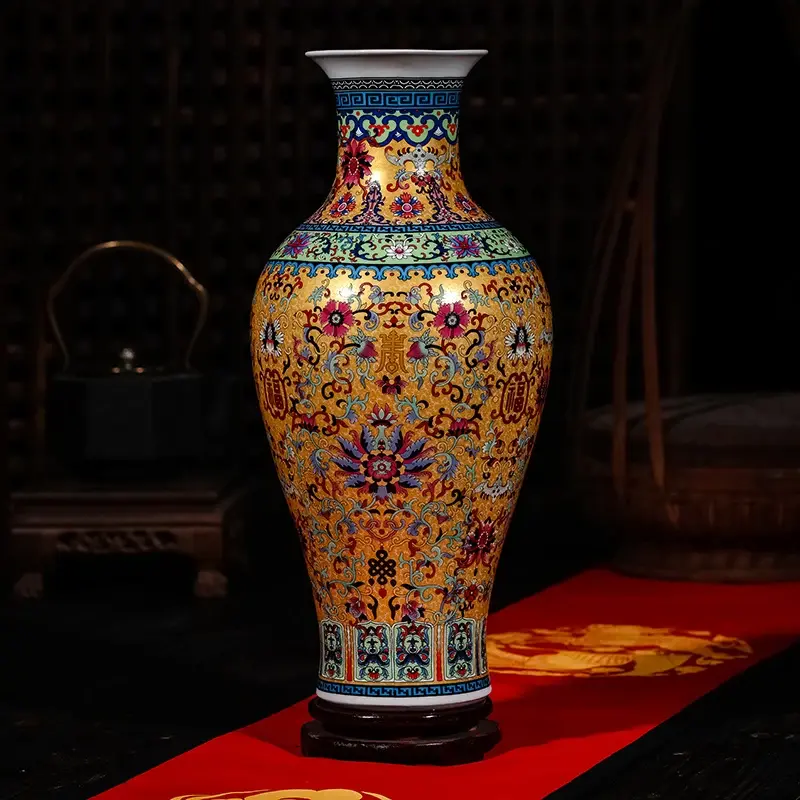 Miniaturebillede: Luxury Jingdezhen Antique Longevity Porcelain Enamel Floor Vase Classical Decor