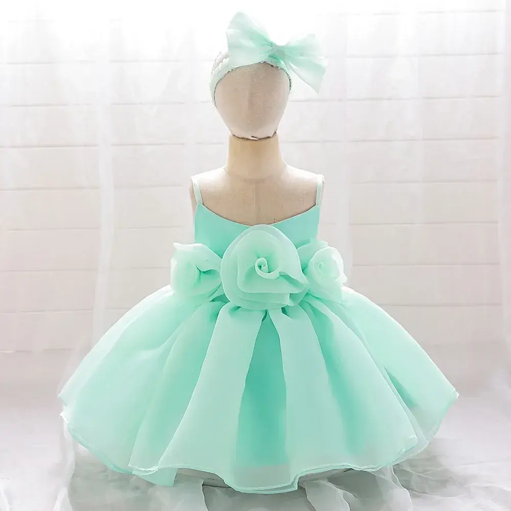 Xmas Big Flower Baby Girls Dress - Christening Princess Dress for 0-2 year old