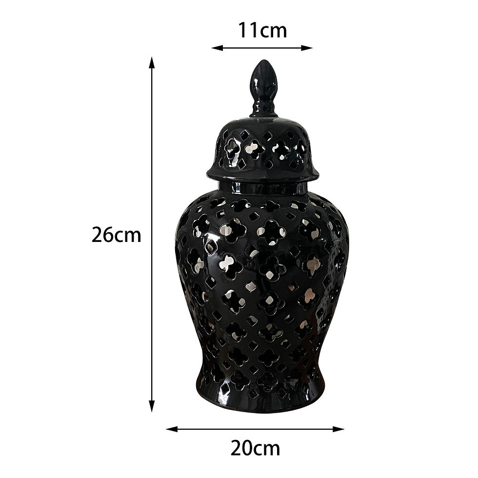 ภาพขนาดย่อ: Ceramic Ginger Jar Chinese Style with Lid 14" Ceramic Flower Vase Decorative Jar