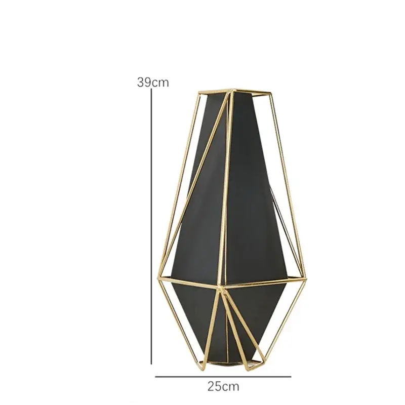 Thumbnail: Chinese Golden Wrought Iron Vase Light Artistic Galvanized Metal bucket Home ho