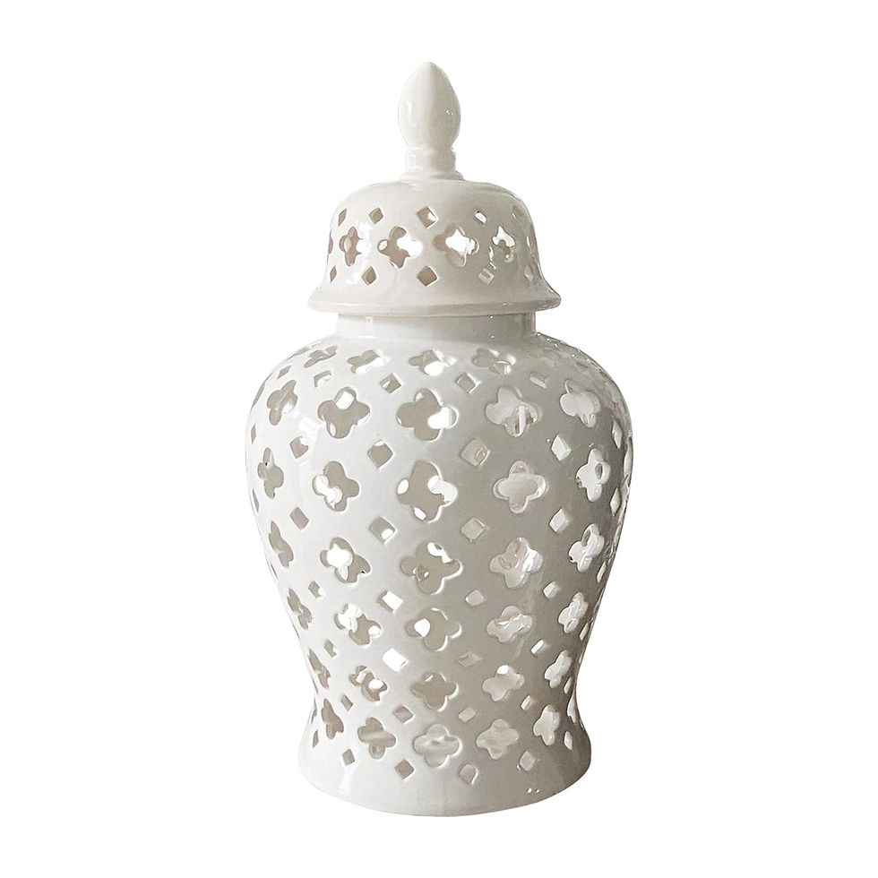 ภาพขนาดย่อ: Ceramic Ginger Jar Chinese Style with Lid 14" Ceramic Flower Vase Decorative Jar