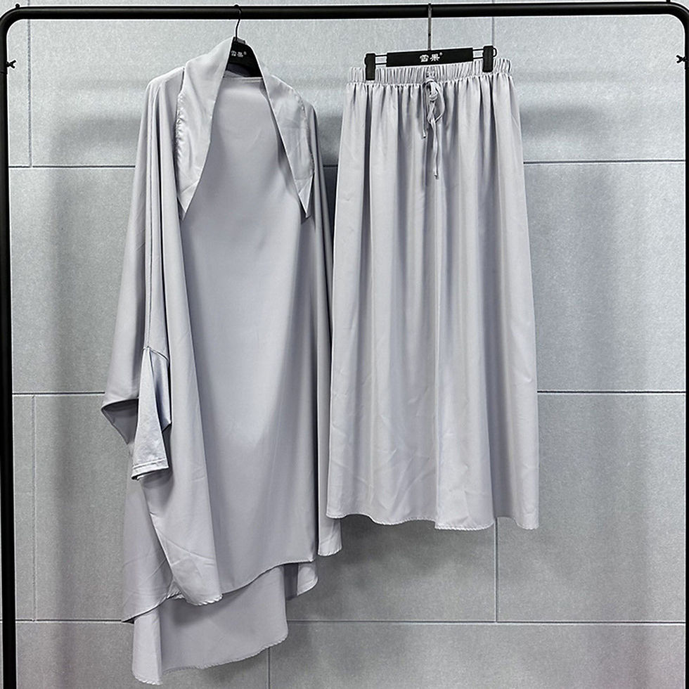 Thumbnail: Muslim Sets Abaya Dubai Clothes for Islam Women Large Hem Dresses Casual Solid
