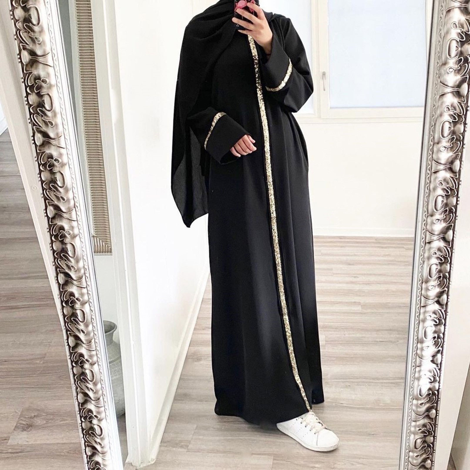 Women Muslim Long Dress Sequin Kaftan Robes Malaysia Dubai Arab Islam Abaya Isl