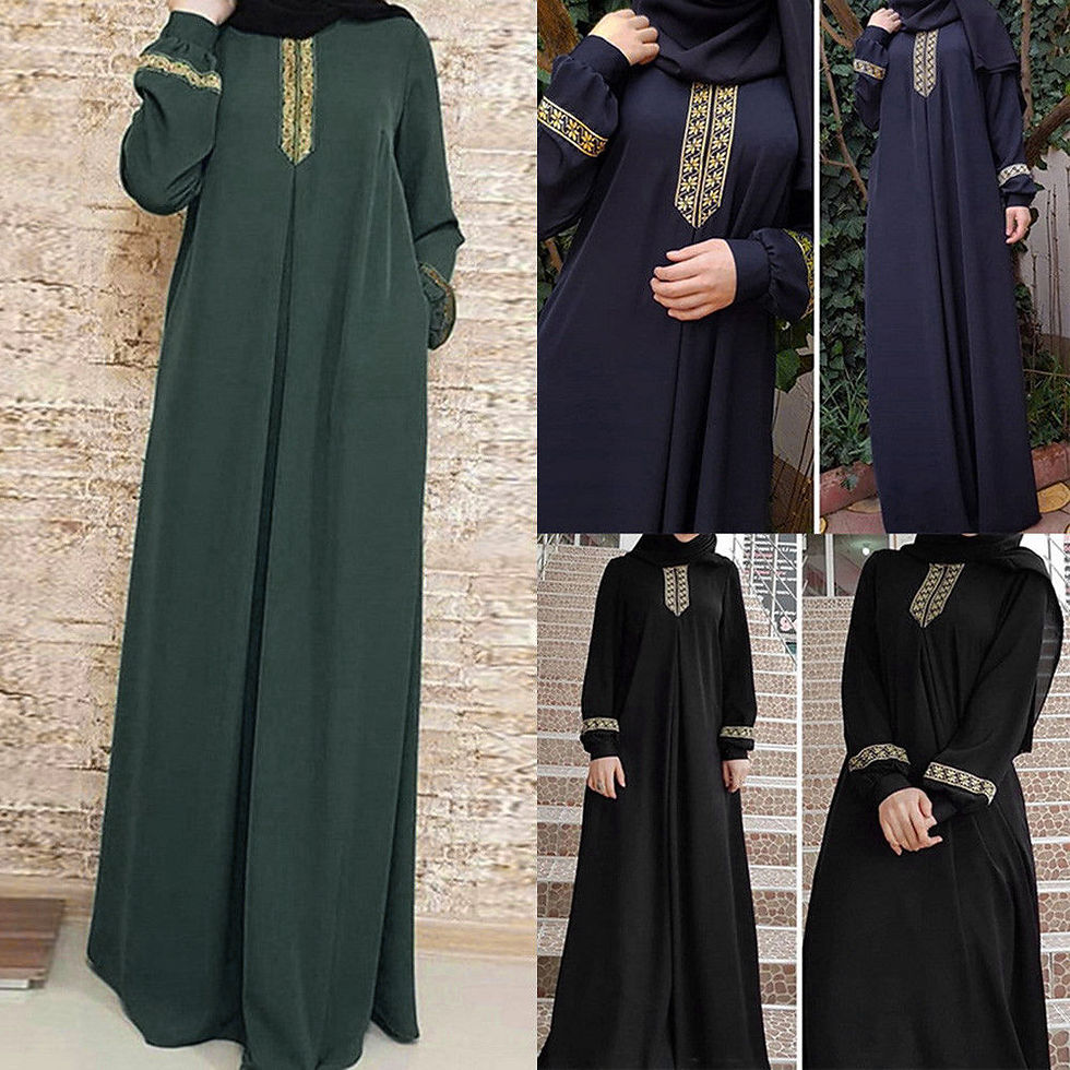 Miniatura: Long Muslim Dress Embroidery Kaftan Plus Size Casual Abaya Dress Muslim Clothes