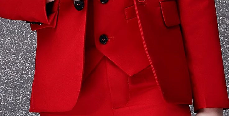 Küçük resim: Flower Boys Red Wedding Suit Children Jacket Vest Pants Bowtie 4PCS Photograph
